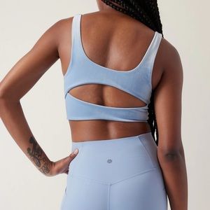 Athleta velvet cut-out crop (s) Heron Blue
